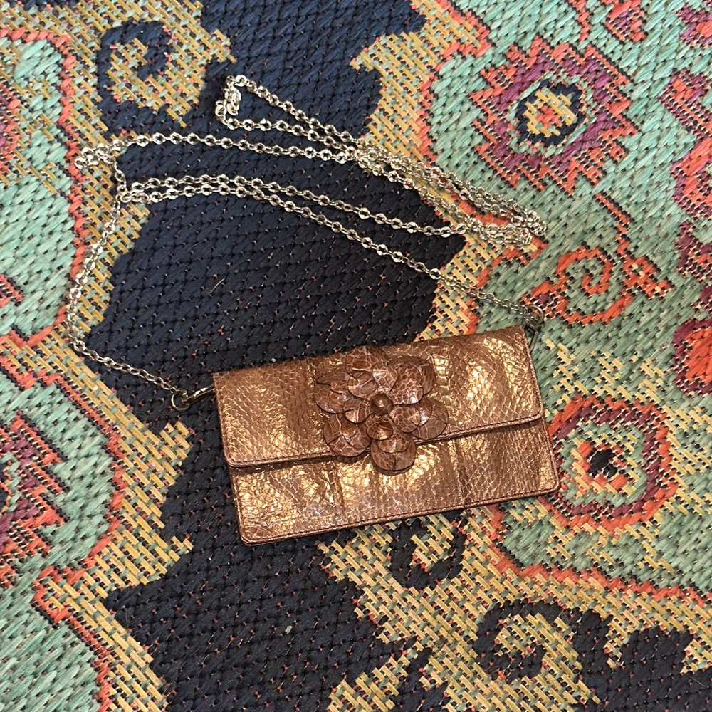 Chic Bronze Floral Women's Clutch